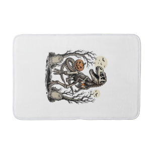 Tapis De Bain Conception de cimetière d'Halloween de dinosaure d