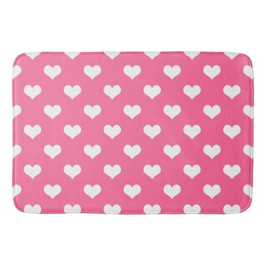 Tapis De Bain Conception de cœurs adorables roses blancs (Devant)