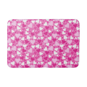 Tapis De Bain Conception de cœurs roses pour la sensibilisation