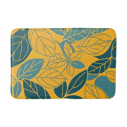 Tapis De Bain Conception de feuille botanique moderne sarcelle e (Devant)