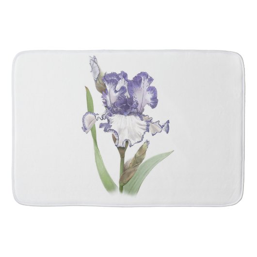 Tapis De Bain Conception de fleur d'iris violet à fronces (Devant)