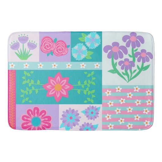 Tapis De Bain Conception de fleurs vibrantes en fleurs (Devant)
