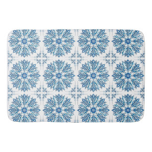 Tapis De Bain Conception de flocon de neige bleu complexe