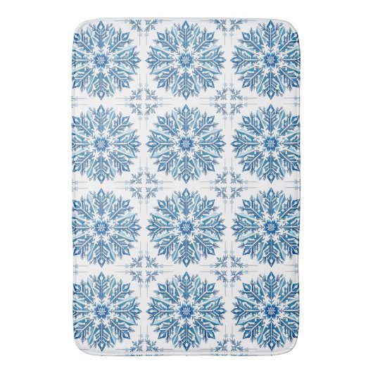 Tapis De Bain Conception de flocon de neige bleu complexe (devant Vertical)