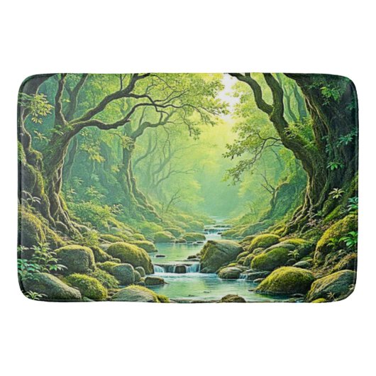 Tapis De Bain Conception de flux forestiers enchantés (Devant)
