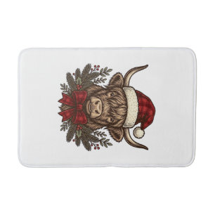 Tapis De Bain Conception de gravure vintage de vache des Highlan
