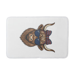 Tapis De Bain Conception de gravure vintage de vache des Highlan