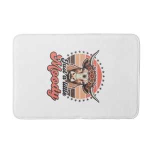 Tapis De Bain Conception de gravure vintage de vache lunatique a