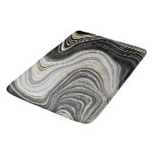 Tapis De Bain Conception de l'Agate Noir et Or (Angle)