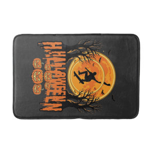 Tapis De Bain Conception de Lune de Skateboard d'Halloween Hallo