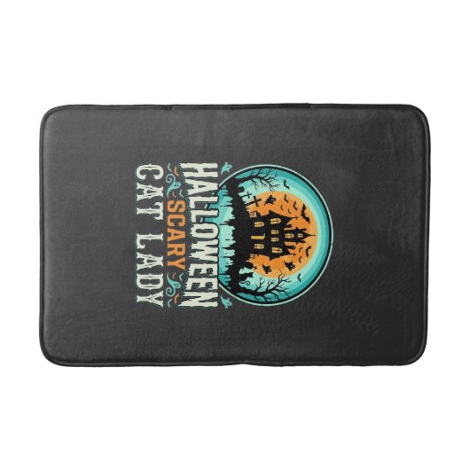 Tapis De Bain Conception de maison hantée de dame de chat effray (Devant)