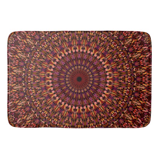 Tapis De Bain Conception de mandala marron floral (Devant)