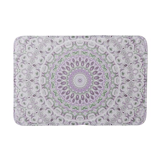 Tapis De Bain Conception de motif mandala lavande et vert (Devant)
