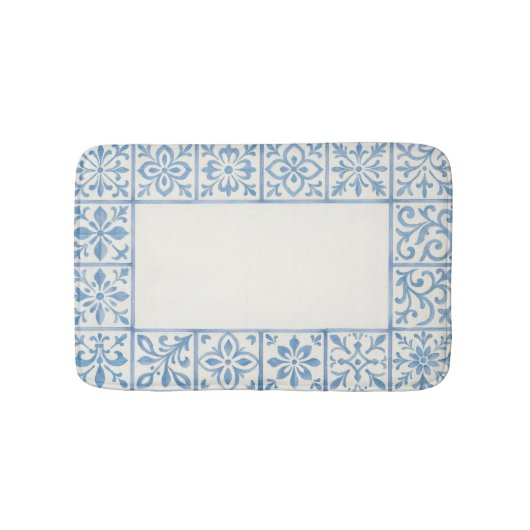 Tapis De Bain conception de papeterie bleue de carreau d'Azulejo (Devant)