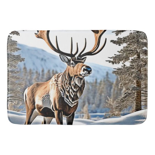 Tapis De Bain Conception de rennes canadiens sauvages (Devant)
