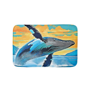 Tapis De Bain Conception de saut de liberté océanique de baleine