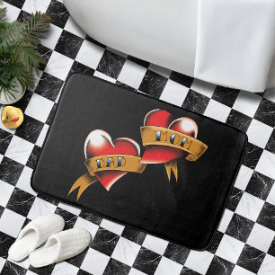 Tapis De Bain Conception de tatouage de bannière traditionnelle