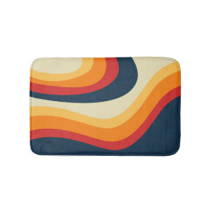 Tapis De Bain Conception de vagues de style rétro Abstrait