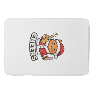Tapis De Bain Conception de vecteur de chat de Noël Cheers