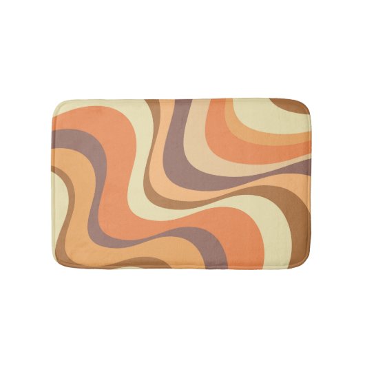 Tapis De Bain Conception d'ondes rétrogrades modernes multicolor (Devant)