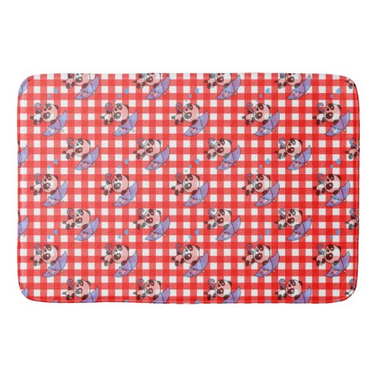 Tapis De Bain Conception En vichy chèque rouge (Devant)