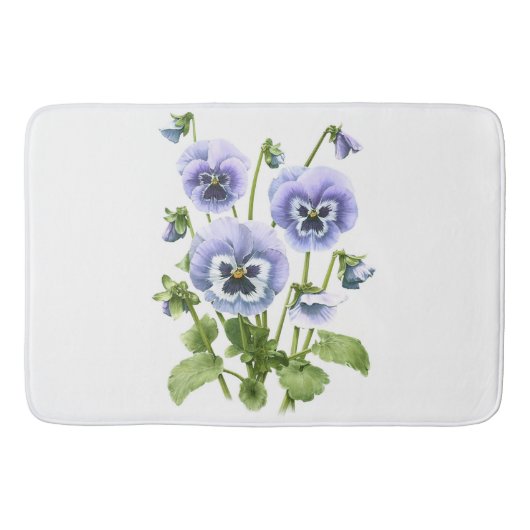 Tapis De Bain Conception florale de pensées violettes (Devant)