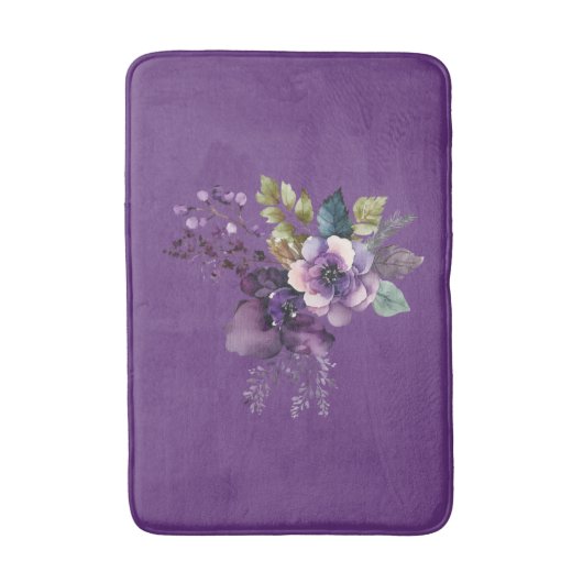 Tapis De Bain Conception florale violette violet (Devant (Vertical))