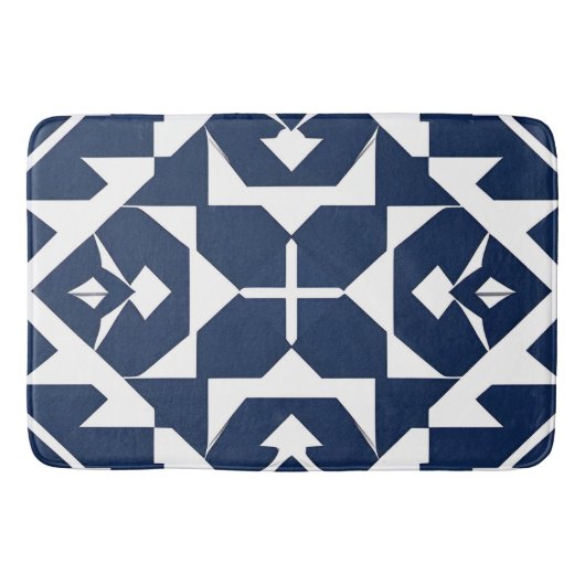 Tapis De Bain Conception géométrique bleue abstraite (Devant)