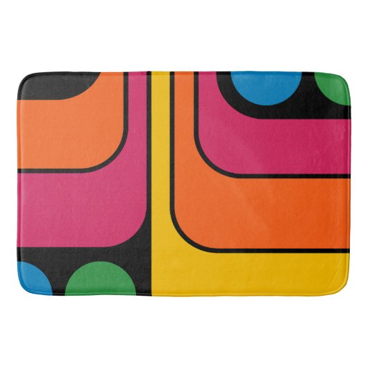 Tapis De Bain Conception géométrique de style rétro années 70 Mo (Devant)