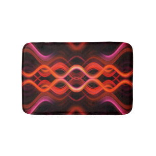 Tapis De Bain Conception géométrique des lignes ondulées rouges.