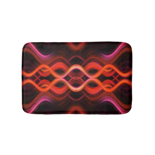 Tapis De Bain Conception géométrique des lignes ondulées rouges. (Devant)