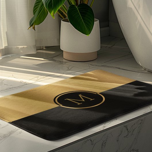 Tapis De Bain Conception géométrique personnalisée Gold & Black