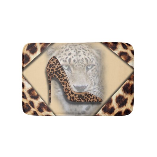 Tapis De Bain conception léopard à talon et visage (Devant)