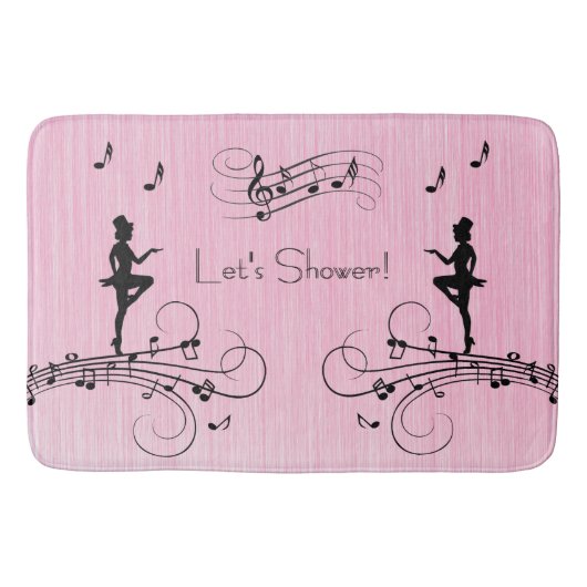 Tapis De Bain Conception Musicale de Douche Rose (Devant)