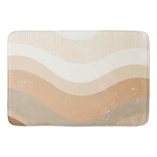 Tapis De Bain Conception Neutre Terreuse Rétro Mod Waves (Devant)