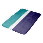 Tapis De Bain Conception turquoise de blocs de couleur bleu blan (Angle)