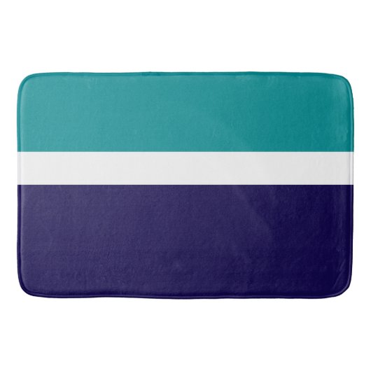 Tapis De Bain Conception turquoise de blocs de couleur bleu blan (Devant)