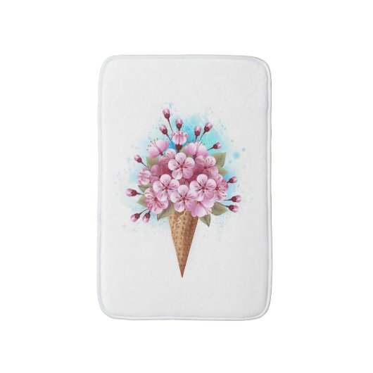 Tapis De Bain Cône rose Sakura crème glacée gaufre (Devant (Vertical))