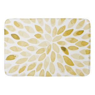 Tapis De Bain Contours de brosse jaune aquarelle