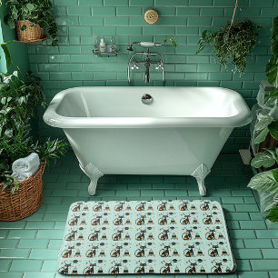 Tapis De Bain Cool Atomic Retro Chat vaisseau spatial Saturn Éto