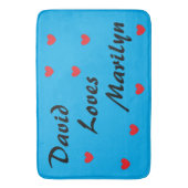 Tapis De Bain Cool Bleu & Noir & Coeurs (devant Vertical)