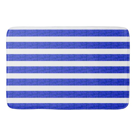 Tapis De Bain Cool Chic Bleu Géométrique Bain Mat (Devant)