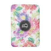 Tapis De Bain Cool Fleurs colorées Motif Monogramme (Devant (Vertical))