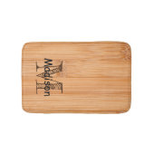 Tapis De Bain Cool imprimé bois de bambou brun clair Monogramme (Devant)