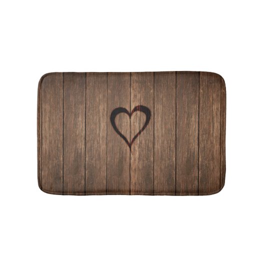 Tapis De Bain Copie de coeur brûlée par bois rustique (Devant)
