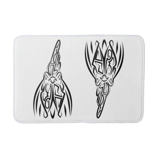 Tapis De Bain Coq tribal noir et blanc (Devant)