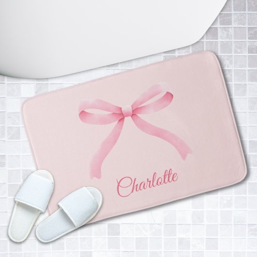 Tapis De Bain Coquette à mâchoire rose personnalisée