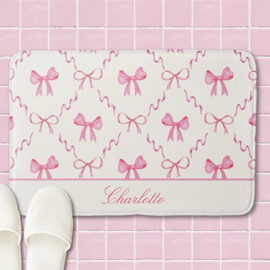 Tapis de bain Coquette à nœud rose