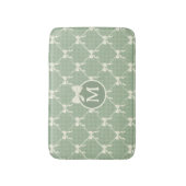Tapis De Bain Coquette Bows Gingham Monogram Cream Sage Green (Devant (Vertical))