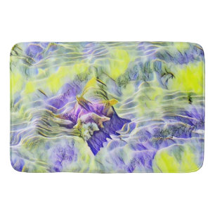Tapis De Bain Coquillage bleu mer violet aquarelle peinture